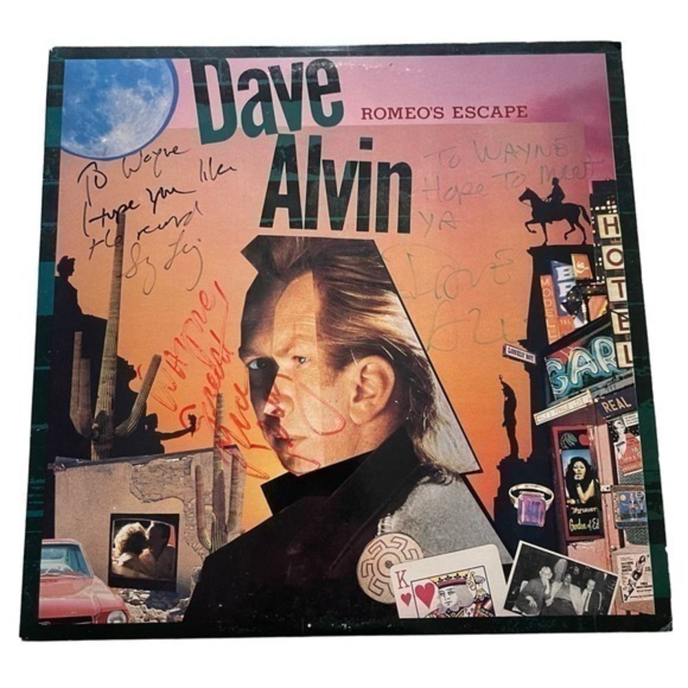 Dave Alvin LP Romeo's Escape 1987 Blasters Signed by Artist and 2 others Wayne
